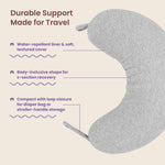 Boppy Anywhere Travel Nursing Pillow - Compact, Ergonomic Bottle & Breastfeeding Pillow with Snap & Loop Hanging Closure and Firm Hypoallergenic Fill, Baby Safety Alliance Verified