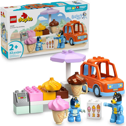 LEGO DUPLO Bluey Ice Cream Trip with Bluey - Toddler Toy for Kids, Boys, and Girls Ages 2+ - Includes Figure and Ice Cream Stand