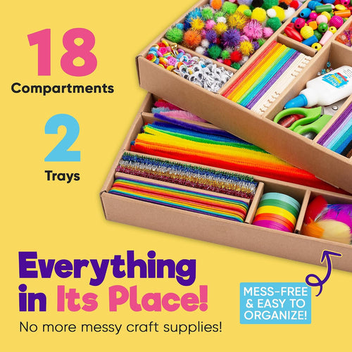 Blue Squid 3000+ pcs Arts and Crafts Supplies for Kids | Craft Kit Box for Kids Age 4-5, 4-8, 6-8, 8-12 | Craft Supplies & Materials Crafts Set Toys Art Box Gifts for Girls Boys Bulk Art Kit