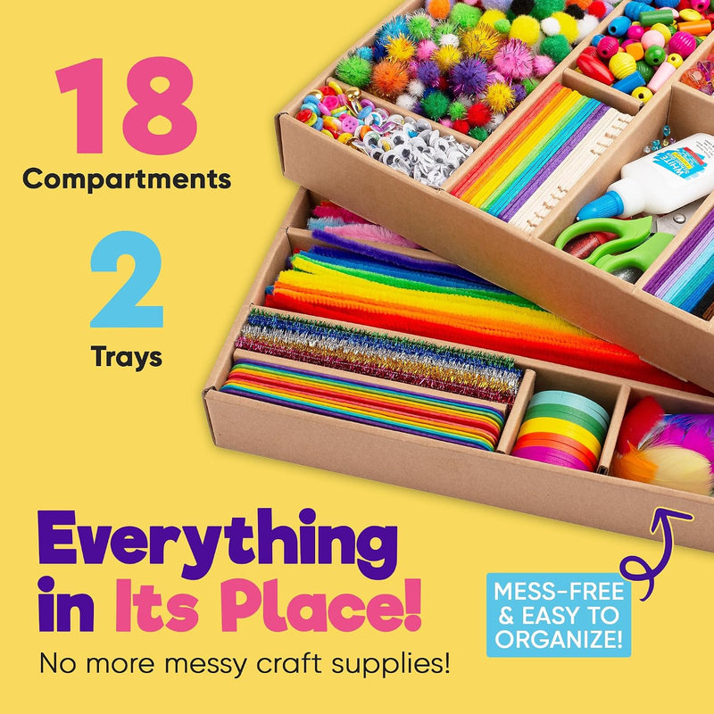 Blue Squid 3000+ pcs Arts and Crafts Supplies for Kids | Craft Kit Box for Kids Age 4-5, 4-8, 6-8, 8-12 | Craft Supplies & Materials Crafts Set Toys Art Box Gifts for Girls Boys Bulk Art Kit