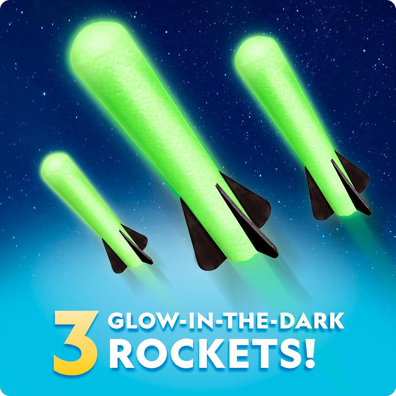 National Geographic Air Rocket Launcher Science Kit for Kids 8–12 with Glow-in-the-Dark Foam Rockets and Adjustable Launch Base