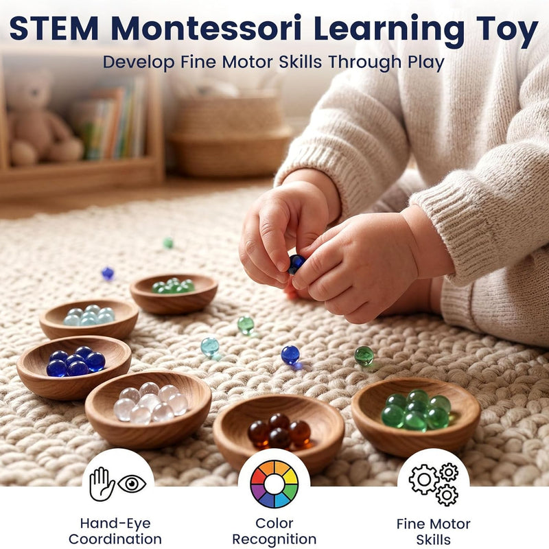 POPLAY 50 PCS Beautiful Player Marbles for Marble Games and STEM Learning - Premium Glass Marbles with Whistle