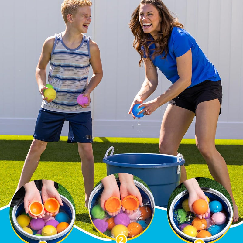 Tlitlimom 16Pcs Reusable Water Bomb Balloons, Pool Beach Toys for Kids ages 3-12, Summer Toy Water Toy for and Girls, Outdoor Activities Water Games Toys Self Sealing Water Splash Ball for Fun
