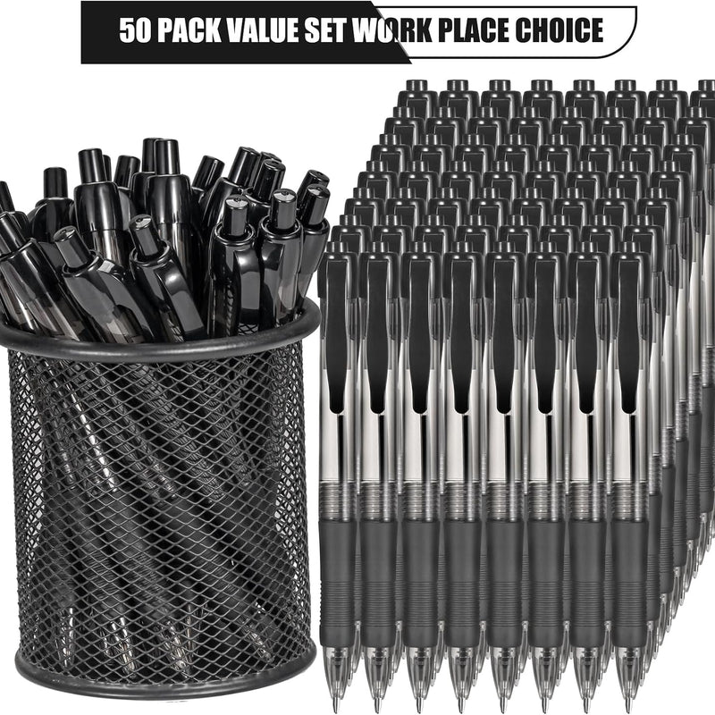 deegtran Pens Bulk, 50 Pack No Bleed Black Ink Click Pens with Soft Grip, Wholesale Retractable Ballpoint Pens for Office School, Medium Point Smooth 1.0MM