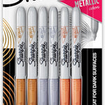 Sharpie Metallic Permanent Markers, Fine Point, Assorted Metallic, 6 Count