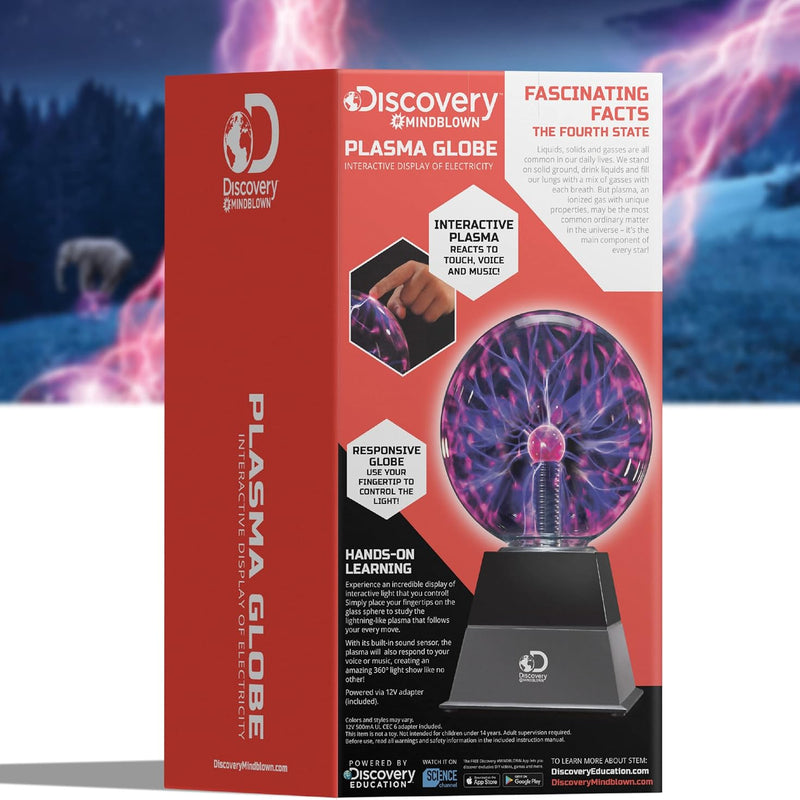 Discovery Plasma Globe Lamp - Interactive Electric Plasma Ball with Touch & Sound Sensitive Lightning