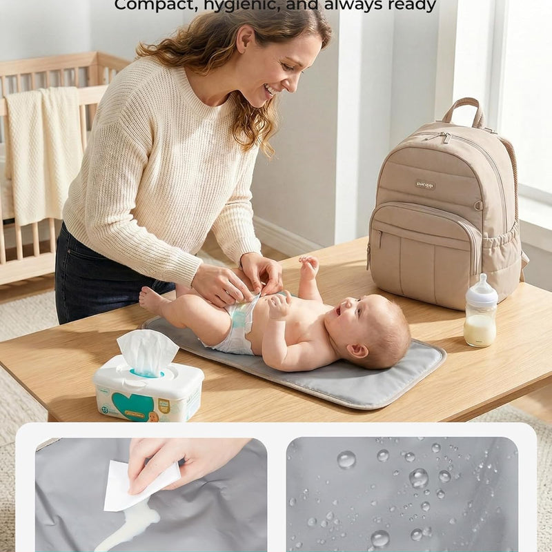 BAGSMART Baby Diaper Bag with Waterproof Pad, Camel | Newborn Essentials, Lightweight Backpack for Girl Boy, Baby Shower Gifts