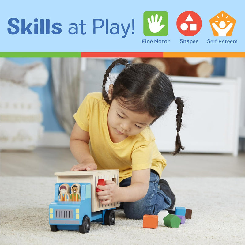 melissa & doug shape-sorting dump truck wooden toy for toddlers with montessori blocks and figures