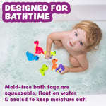 Mold-Free Dinosaur Bath Toys: Soft, Squeezable, and Float on Water for Toddlers