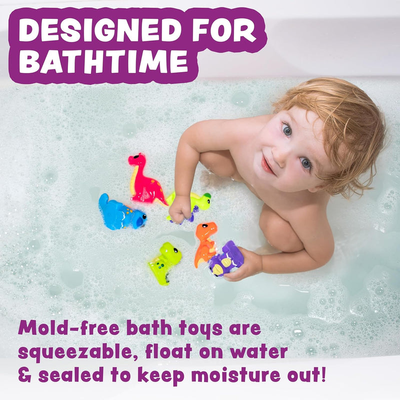 Mold-Free Dinosaur Bath Toys: Soft, Squeezable, and Float on Water for Toddlers