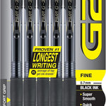 Pilot G2 Pens, Premium Refillable and Retractable Rolling Ball Gel Pens, Fine Point, 0.7mm, Black Ink, 5-Pack