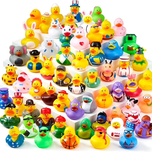 JOYIN 30 Pcs Rubber Ducks - Assorted Designs for Toddler Bath Time, Pool Parties, and Birthday Favors