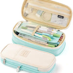 EASTHILL Big Capacity Pencil Pen Case Office College School Large Storage High Capacity Bag Pouch Holder Box Organizer Blue (Pink)