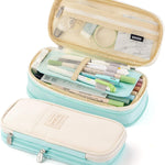 EASTHILL Big Capacity Pencil Pen Case Office College School Large Storage High Capacity Bag Pouch Holder Box Organizer Light Blue