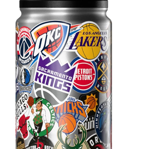 Hydrapeak NBA Officially Licensed All-Team Sticker Print Logo 20oz Kids Water Bottle, Straw Lid & Handle, Insulated Sports Bottle for Sports, Camp, School & Everyday Adventures