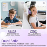 acer kids headphones purple green - over-ear volume limiter 85db foldable stereo sound headset for toddlers girls boys travel learning entertainment