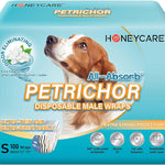HONEY CARE All Absorb Petrichor Male Dog Wrap, Fresh Smell Dog Diaper, Disposable, Small, White, 100 Count