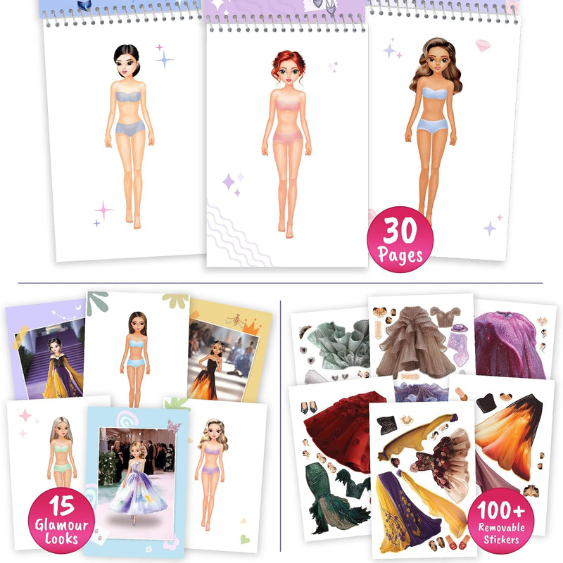 BSCOOL Sticker Dress up Books - Sticker Activity Book for Kids. Learn Girls Fashion Design with Stickers and Guides for Kids 5 and up. Little Designer Creativity Book. Stickers, Paper Dolls. - Glamour