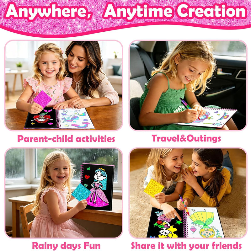 FUNNYB&G Foil Art Craft Kit for Kids, Sparkly Birthday Gift Toy for Girls