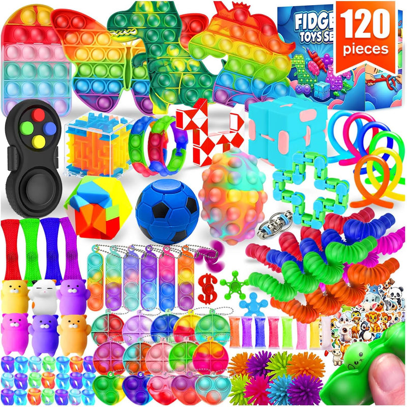 Fidget Toys, 120 Pack Party Favors for Kids 8-12 4-8, Sensory Toy for Autism Autistic Anxiety Children Boys Girls, Classroom Treasure Box Prizes Pinata Stocking Stuffers Gifts Carnival ADHD