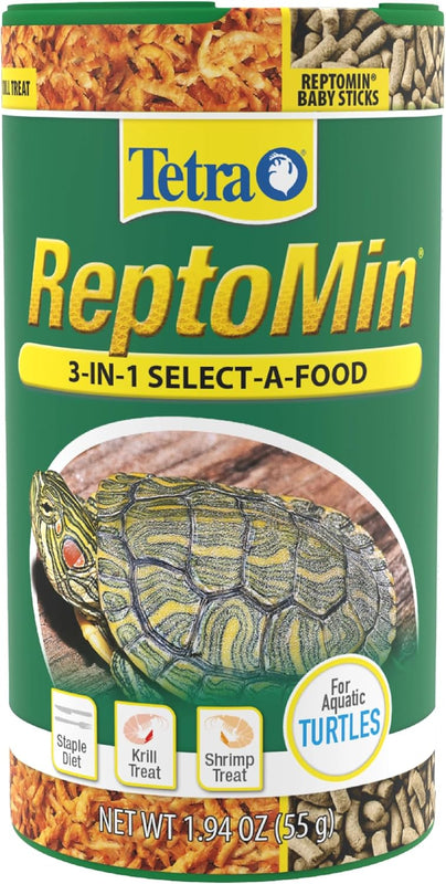 Tetra ReptoMin 3-in-1 Select-A-Food, 1.94 oz | Baby Sticks, Shrimp & Krill Treats For Aquatic Turtles With No Artificial Flavors