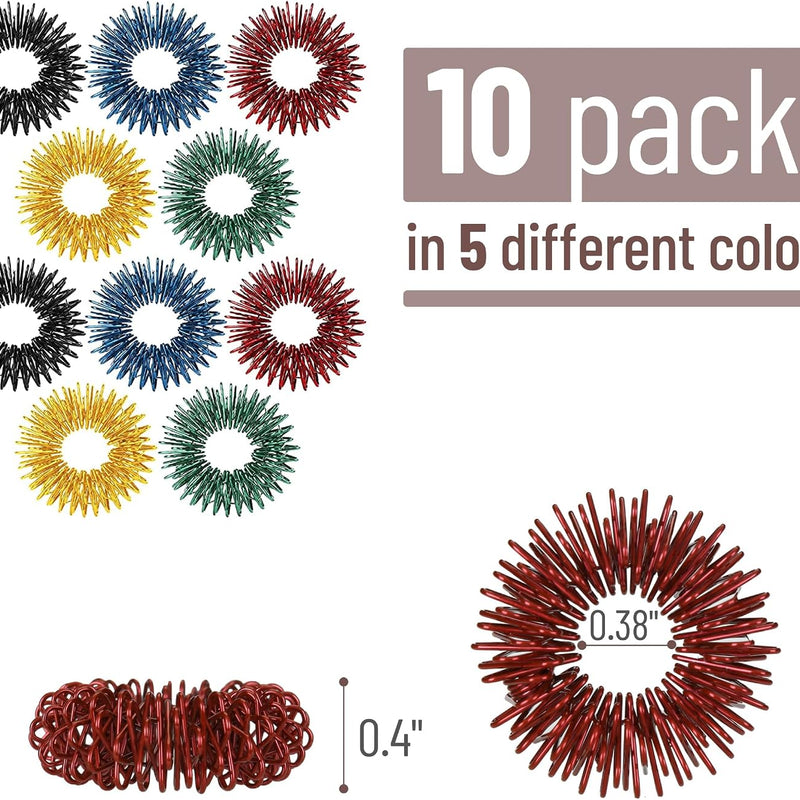 Mr. Pen- Spiky Sensory Rings, 10 Pack, Jewel Tones, Stress Relief Fidget Sensory Toys, Fidget Ring for Anxiety, Massager, Individuals with BFRB, ADHD and Attention Disorder