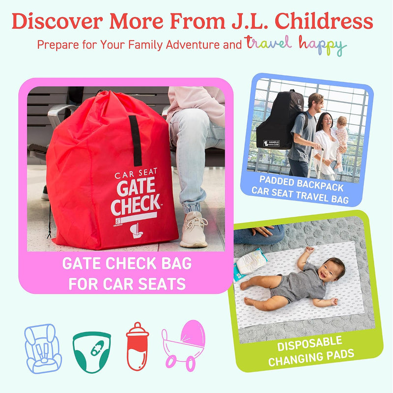 J.L. Childress Gate Check Travel Bag for Single & Double Strollers, Black | AirTag compatible Gate Check Bag keeps strollers clean, protected & easy to identify when airport gate checking