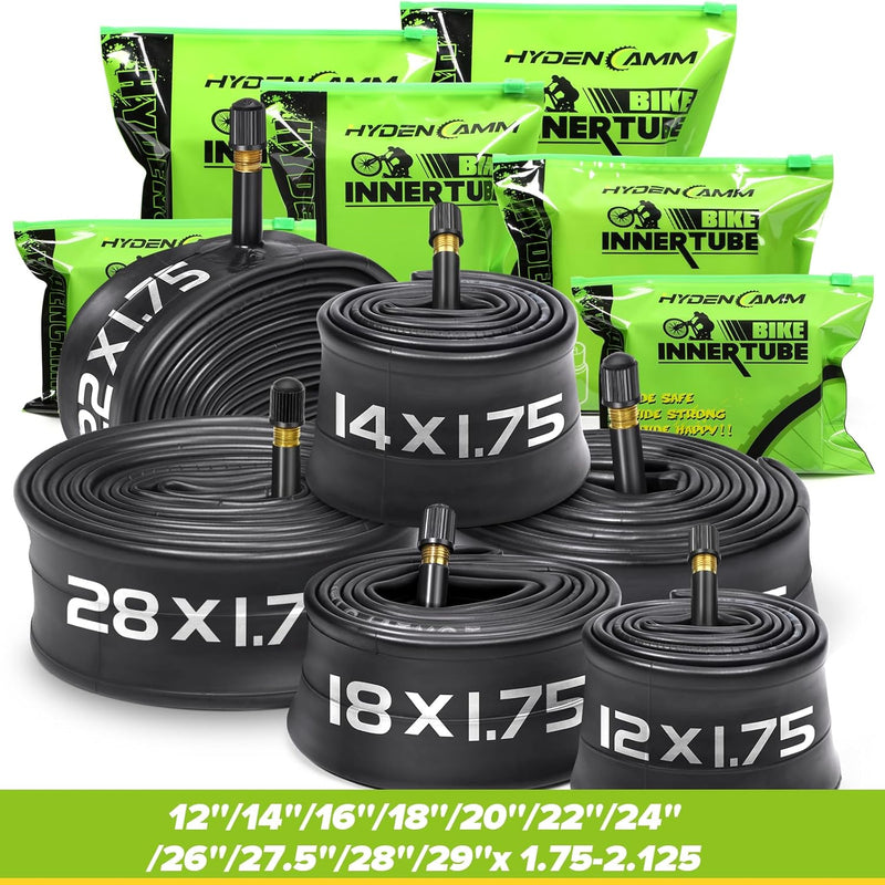 2 Pack Bicycle Tubes (12-27.5" x 1.75-2.125", 32mm AV Schrader Valve, Reliable Inner Tube for Kids/Road/MTB Bike)