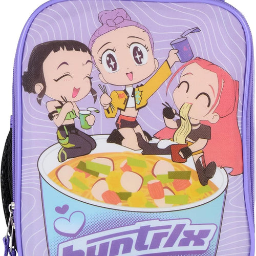 K-Pop Demon Hunters Huntrix Fueled by Ramyeon Lunch Box, Full Zip Around Insulated Lunch Tote Bag For Hot and Cold Food, Purple