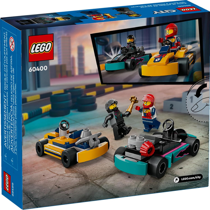 LEGO City Go-Karts and Race Drivers Toy Playset, 2 Driver Minifigures, Racing Vehicle Car Toys, Ages 5+, 60400