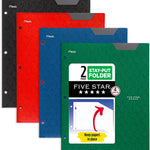 Five Star 2-Pocket Plastic Folder with Stay-Put Tabs, Fits 3-Ring Binder, Holds 8.5" x 11" Paper, Assorted Colors, 4 Pack (333420B)