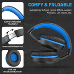 UKELALA U2B Active Noise Canceling Wired & Wireless Bluetooth 6.0 Headphones with Microphone, Foldable Lightweight Head Phones with Volume Control‌ for Kids Adult School Black Blue