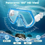 2 Sets Kids Snorkeling Gear for Ages 3-14, Anti-Fog 180° Clear View Dry Top Snorkel Set, Swimming Mask with Nose Cover & Tempered Glass Goggles for Youth Boys Girls Junior