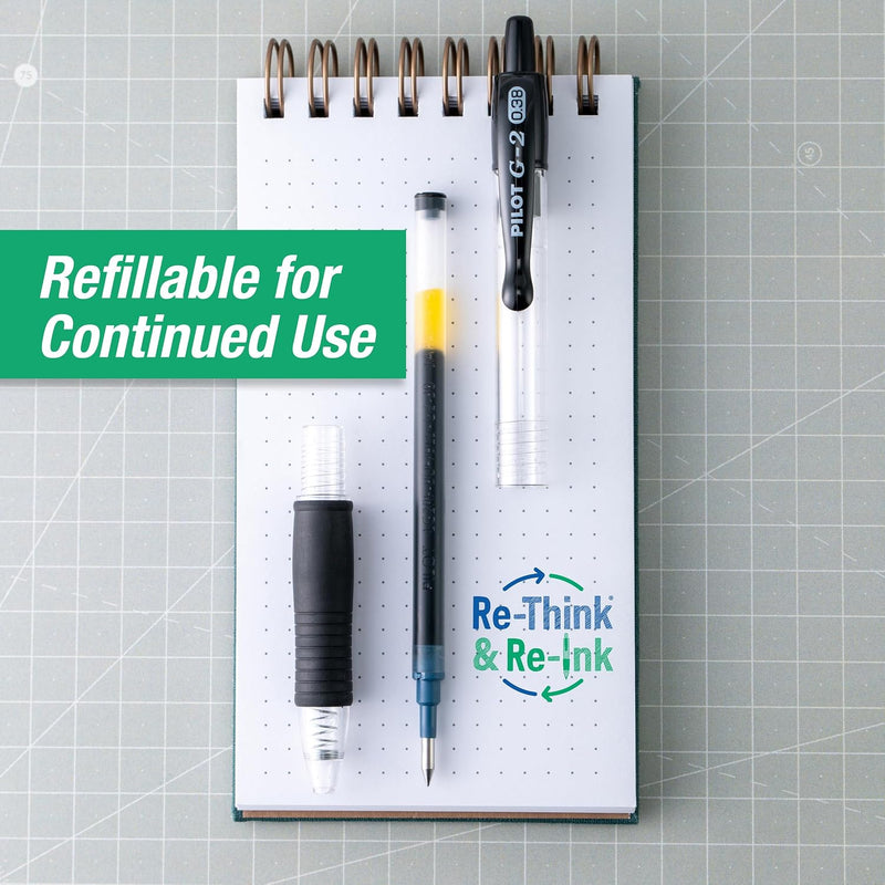 PILOT G2 Premium Refillable and Retractable Rolling Ball Gel Pens, Ultra Fine Point, Black Ink, 12-Pack (31277)