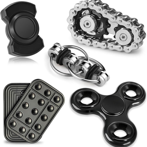 5 Pcs Fidget Toys Adults & Teen Metal Fidgets Spinner for Teens Boys Magnetic Slider Cool Gadgets Office Desk Toy Stress Relief Sensory Items Figette for Classroom Autism ADHD Anxiety Gifts