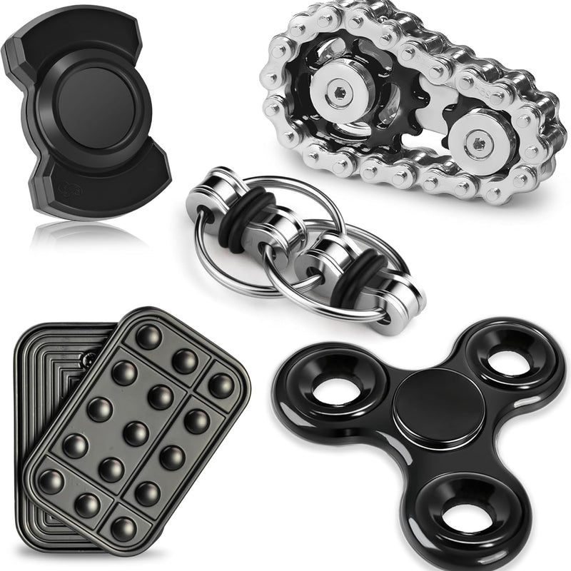 5 Pcs Fidget Toys Adults & Teen Metal Fidgets Spinner for Teens Boys Magnetic Slider Cool Gadgets Office Desk Toy Stress Relief Sensory Items Figette for Classroom Autism ADHD Anxiety Gifts