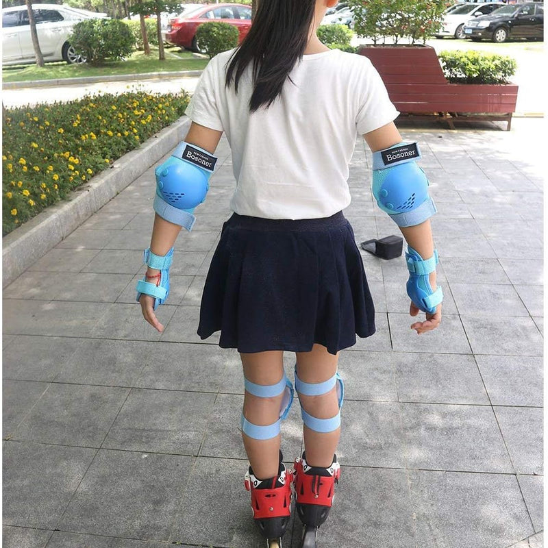 BOSONER Kids/Youth Knee Pads Elbow Pads Wrist Guards Set - Protective Gear for Roller Skates, Cycling, and Scooter Riding