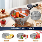 Stainless Steel Food Mill With 3 Milling Discs,Ergonomic design Rotary hand crank Food Mills For Tomato Sauce,Potatoes,Jams,canning, Dishwasher Safe,Includes Multifunctional Spoon,Blue D