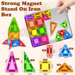 Mini Magnetic Tiles Travel Magnetic Tiles with Iron Box,42PCS Magnet Building Block Set Travel Toys for Kids Ages 3+,Educational Portable Magnet Toys Gifts for Toddlers Boys & Girls Christmas Birthday