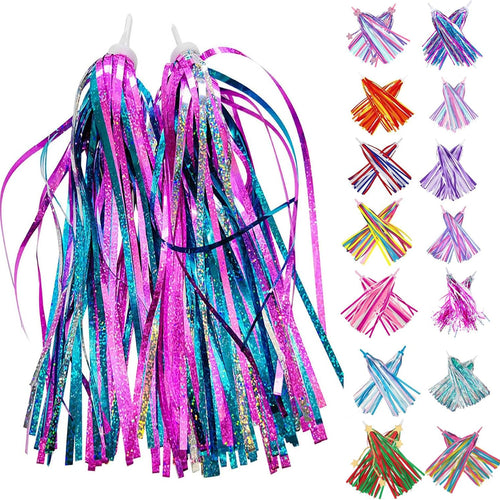 shiny blue purple color bike streamers for kids bicycle handlebar scooter