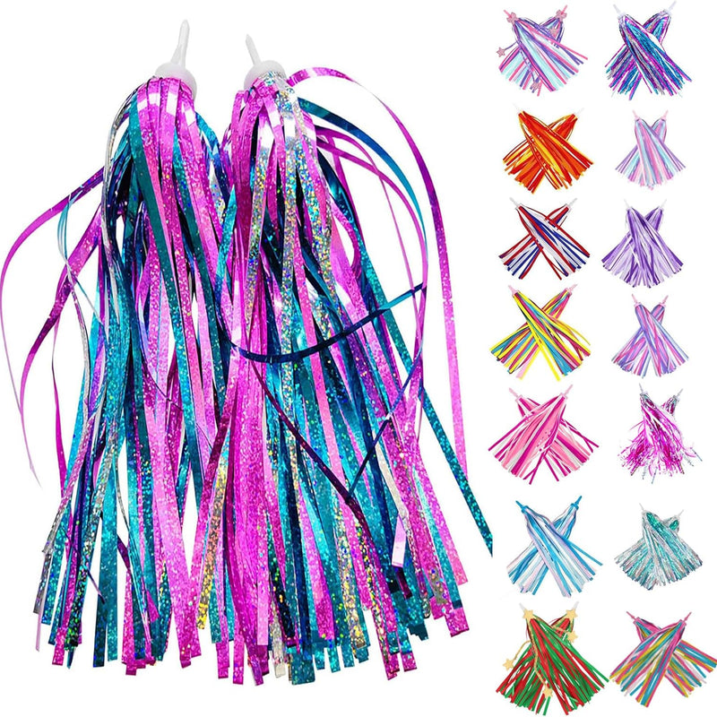 shiny blue purple color bike streamers for kids bicycle handlebar scooter