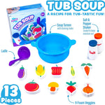 Tub Works® Tub Soup™ Scoop, Strain & Play Toddler Bath Toy | Floating Foam Veggies & Ladle