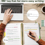 5 Subject Spiral Notebook Journal with Removable Dividers Tabs, 300 Pages Organizer Notebooks for Work School, 8"x10" Hardcover Leather Notebook College Ruled, Large Lined Journal for Women Men,Green