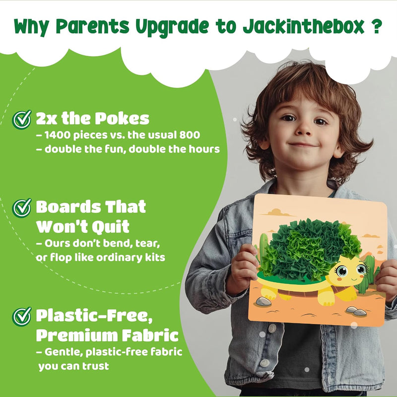 jackinthebox Poke Art Animals Crafts Kits for Kids, Boys & Girls, Ages 4-8 | 1400 fabric pieces, gift, travel activities & toys, essentials, projects for toddlers, 3 4 5 6 7 8 year old, flower pressing