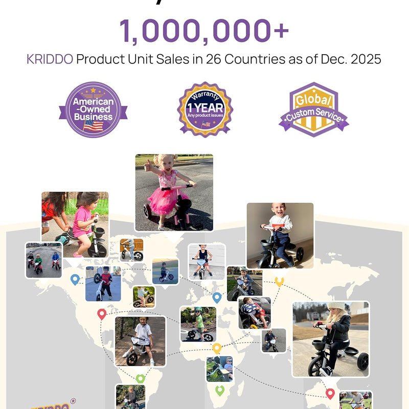Krido Toddler Tricycle for 2-5 Year Olds - Pink Bike for 24 Month to 4 Year Old Girls and Boys