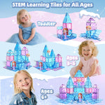 GobiDex Magnetic Building Blocks Princess Castle with 2 Dolls & Stairs, STEM Magnetic Tiles Building Toys for Kids Ages 3-5 4-8, Magnets Sensory Toddler Toys Birthday Gifts for 3+ Year Old Girls Boys