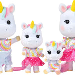 Sunny Days Entertainment Honey Bee Acres Rainbow Ridge Daydreamers Unicorn Family – 4 Miniature Flocked Dolls | Small Fantasy Collectible Figures | Pretend Play Toys for Kids