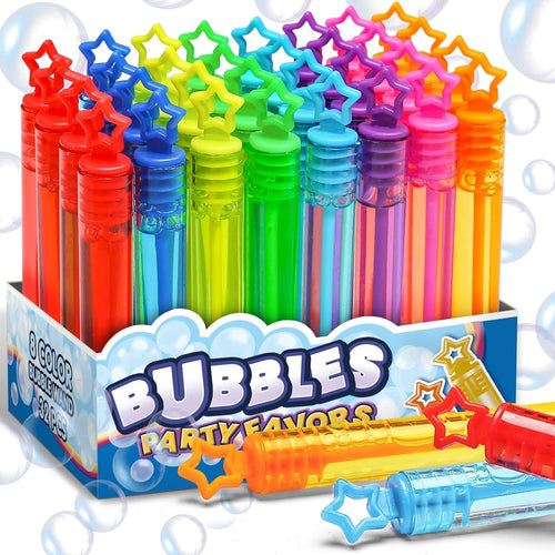 32 Pcs Neon Bubbles Party Favors, Mini Star Bubble Wand in Gift Box for Kids and Toddlers