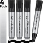 Mr. Pen- Jumbo Permanent Markers, 4 Pack, Black, Chisel Tip | Wide Tip, Large, Thick Permanent Markers for Canvas, Posters Board, Fabric, Window, Glass, Wood, Waterproof, Quick Dry