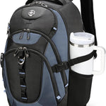 Swissdigital Design Laptop Backpack with USB Charging Port, Travel Backpack Fits 15.6 inches Computer, 31L College School Backpack for Men, Blue/Black | SD803-12